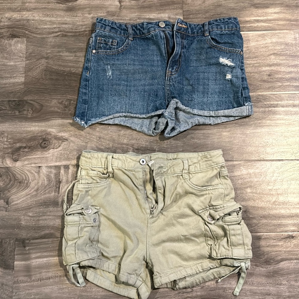 2 pairs of girls shorts - Jean and cargo. Girls size 16. Gently used.